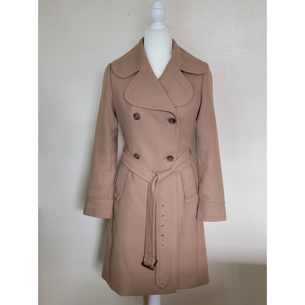 Banana Republic Womens Wool Blend Belted Double Brested Size XS Camel Rn54023 - Picture 2 of 12